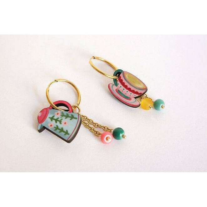 Cup and Teapot Hoop Earrings by LaliBlue - Quirks!