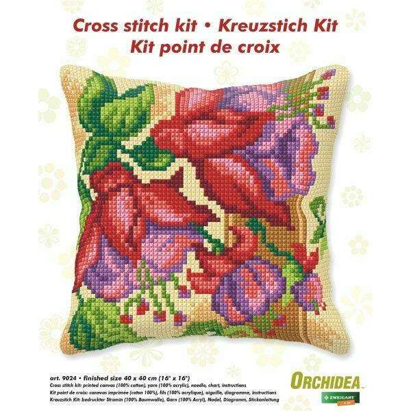 Cushion cross stitch kit  "Exotic flowers" 9024