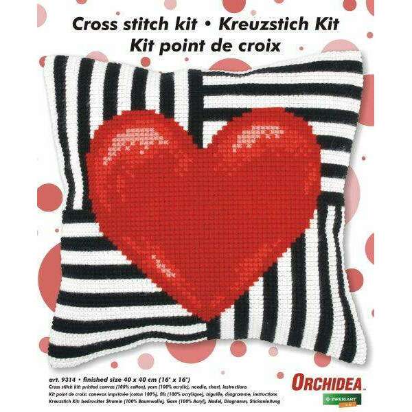 Cushion cross stitch kit  "Red heart" 9314