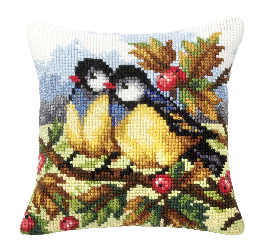 Cushion cross stitch kit  "Two titmice" 9022