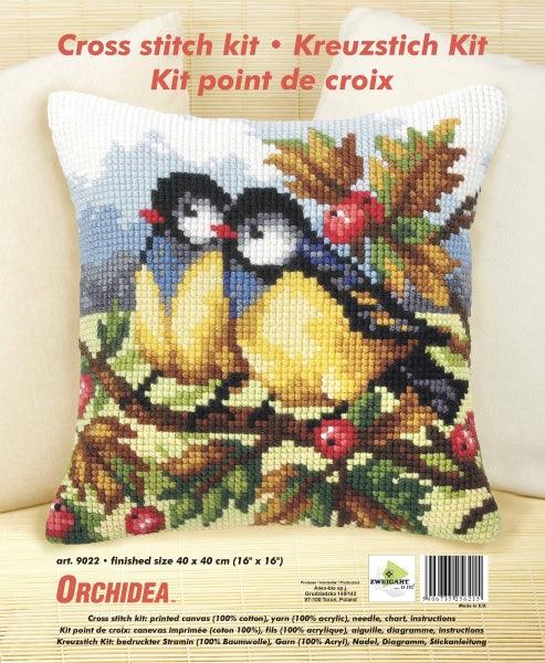 Cushion cross stitch kit  "Two titmice" 9022