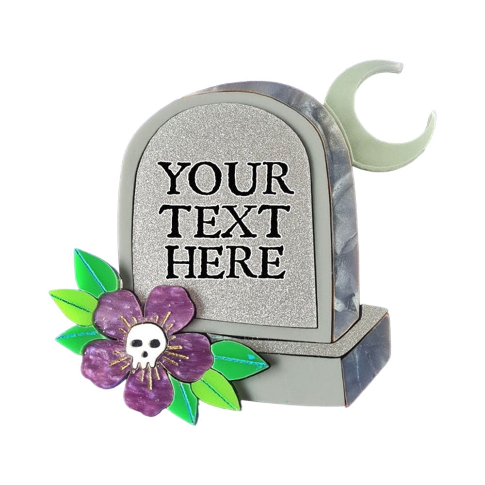 Custom Gravestone Epitaph Brooch- Pre Order by Cherryloco Jewellery 1