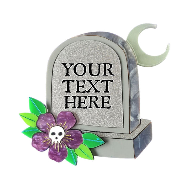 Custom Gravestone Epitaph Brooch- Pre Order by Cherryloco Jewellery 1