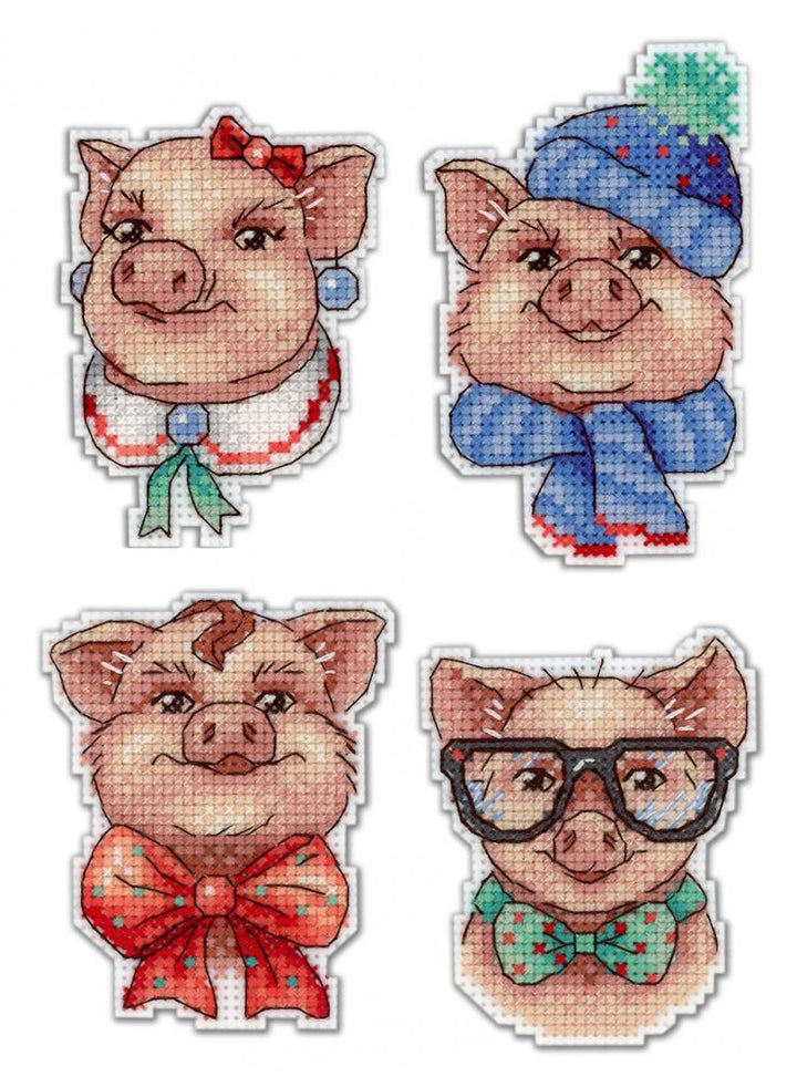 Cute Piggies P-279 / SR-279 Plastic Canvas Counted Cross Stitch Kit