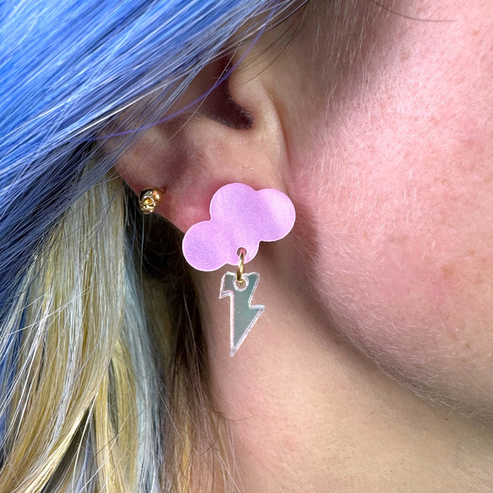 Last Chance! Baby Rain Cloud Earrings - Pink/Iridescent Shimmer