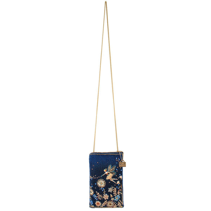Fairy Dust and Floral Blue Beaded Crossbody Phone Bag by Mary Frances