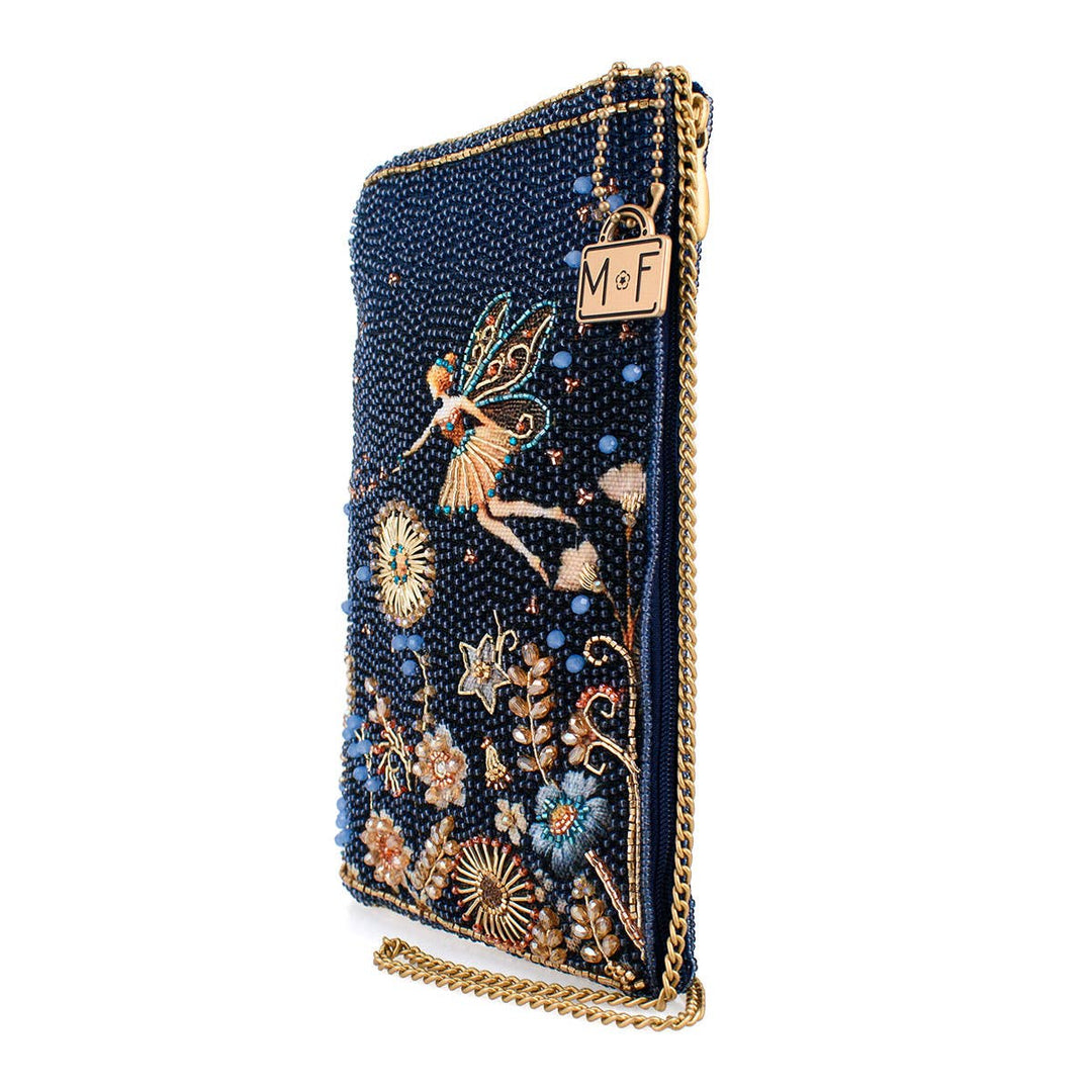 Fairy Dust and Floral Blue Beaded Crossbody Phone Bag by Mary Frances