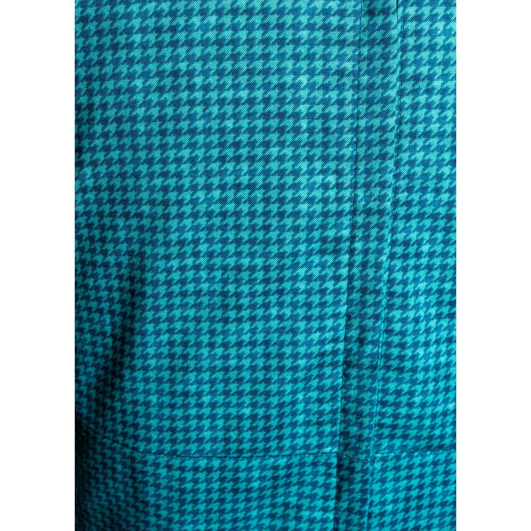 Darla Dress - Mini Houndstooth, Teal Blue