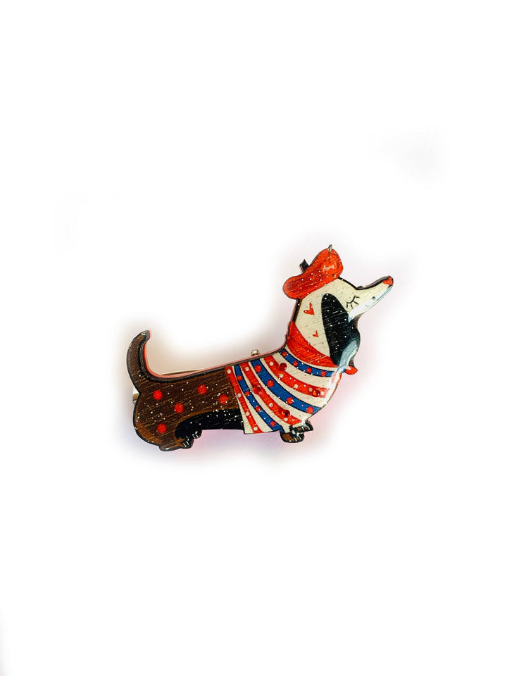 Bonjour Pierre French Dog Brooch by Rosie Rose Parker