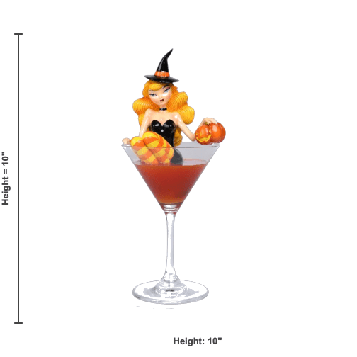 SECOND Pumpkin Spice & Everything Naughty Orange Witch in Martini Glass 10"Figurine | December Diamonds