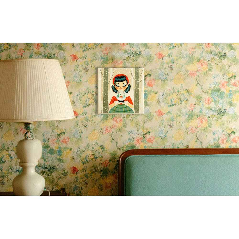 Decorative Tile Girl with Snow Globe by Laliblue – view 2