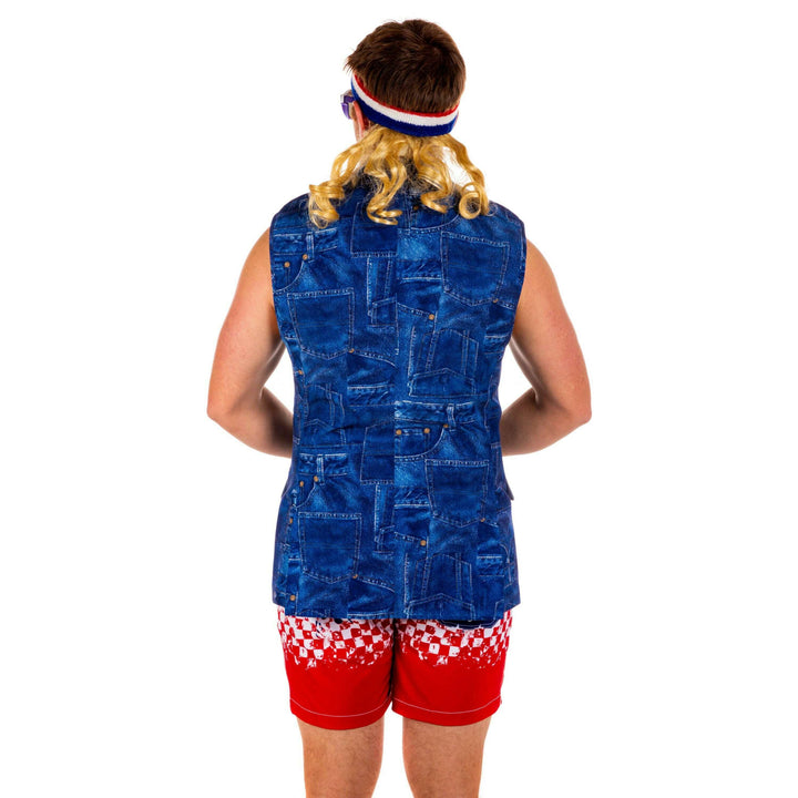 Denim's Day Off | Denim Pattern Sleeveless Blazer