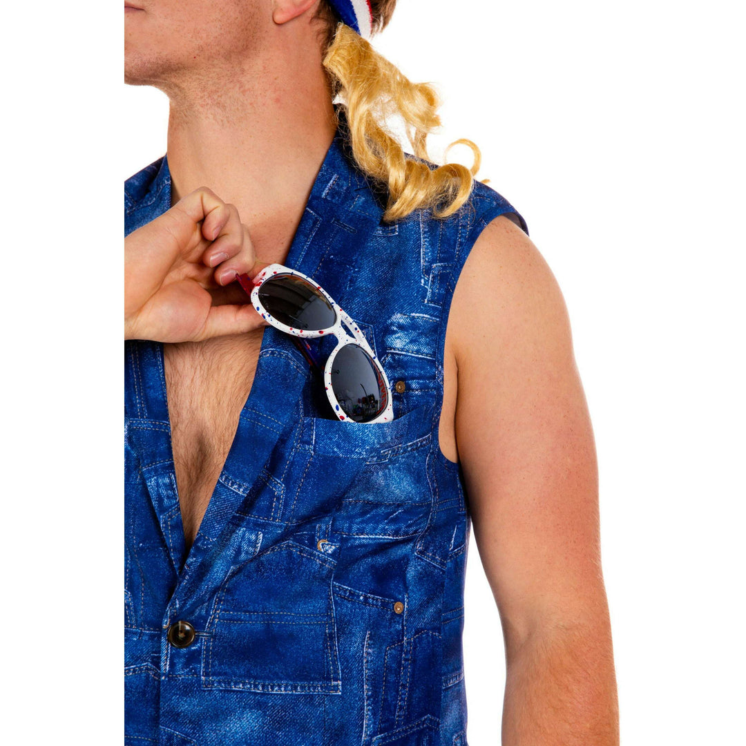 Denim's Day Off | Denim Pattern Sleeveless Blazer
