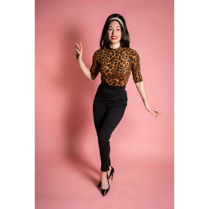Denise Top 3/4 Sleeve - Leopard Rib Knit