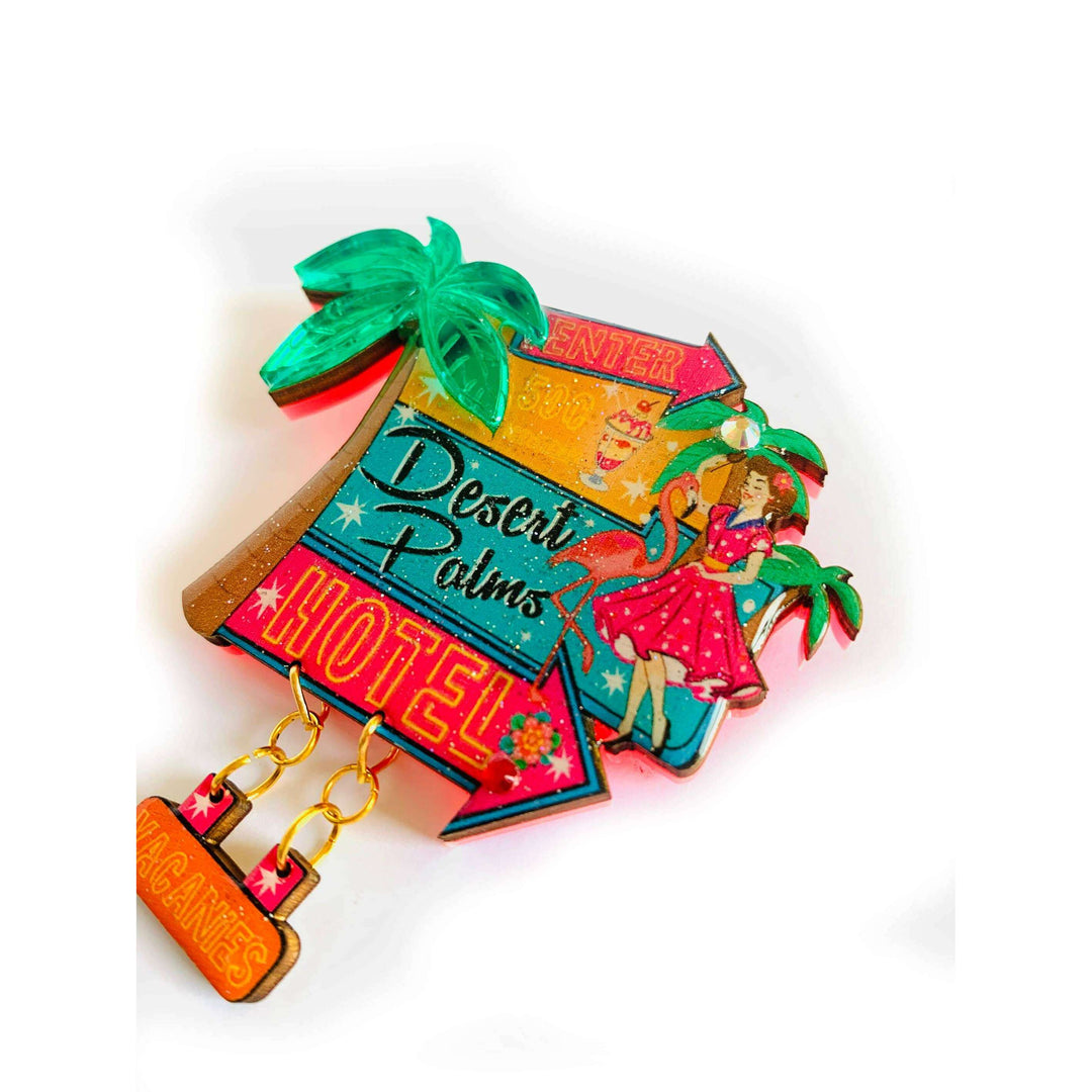 Desert Palms Palm Springs Hotel Brooch by Rosie Rose Parker