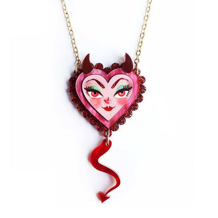 Devil's Heart Necklace by Laliblue – Retro Statement Necklace Vintage Inspired by Laliblue, retro statement necklace, vintage-inspired design from Lipstick & Chrome