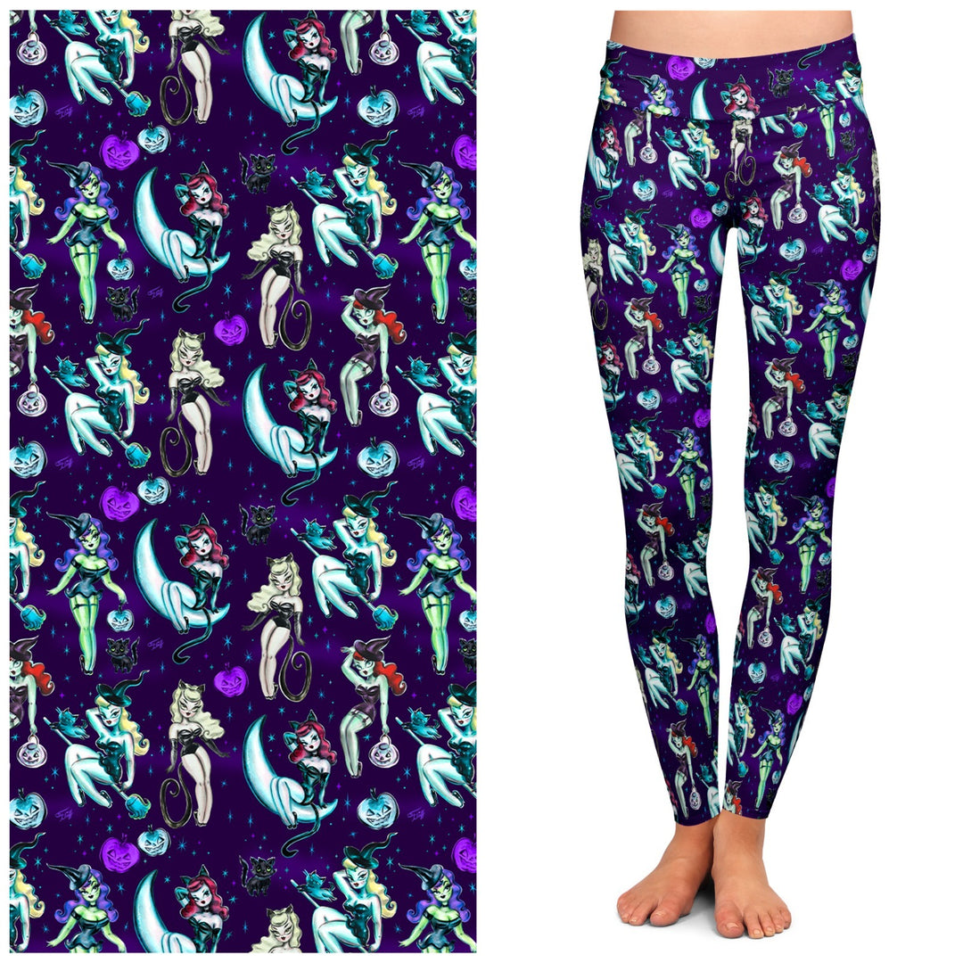 Vintage Witches Dark Leggings by Miss Fluff x Lipstick & Chrome TC2