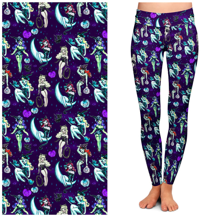 Vintage Witches Dark Leggings by Miss Fluff x Lipstick & Chrome TC2