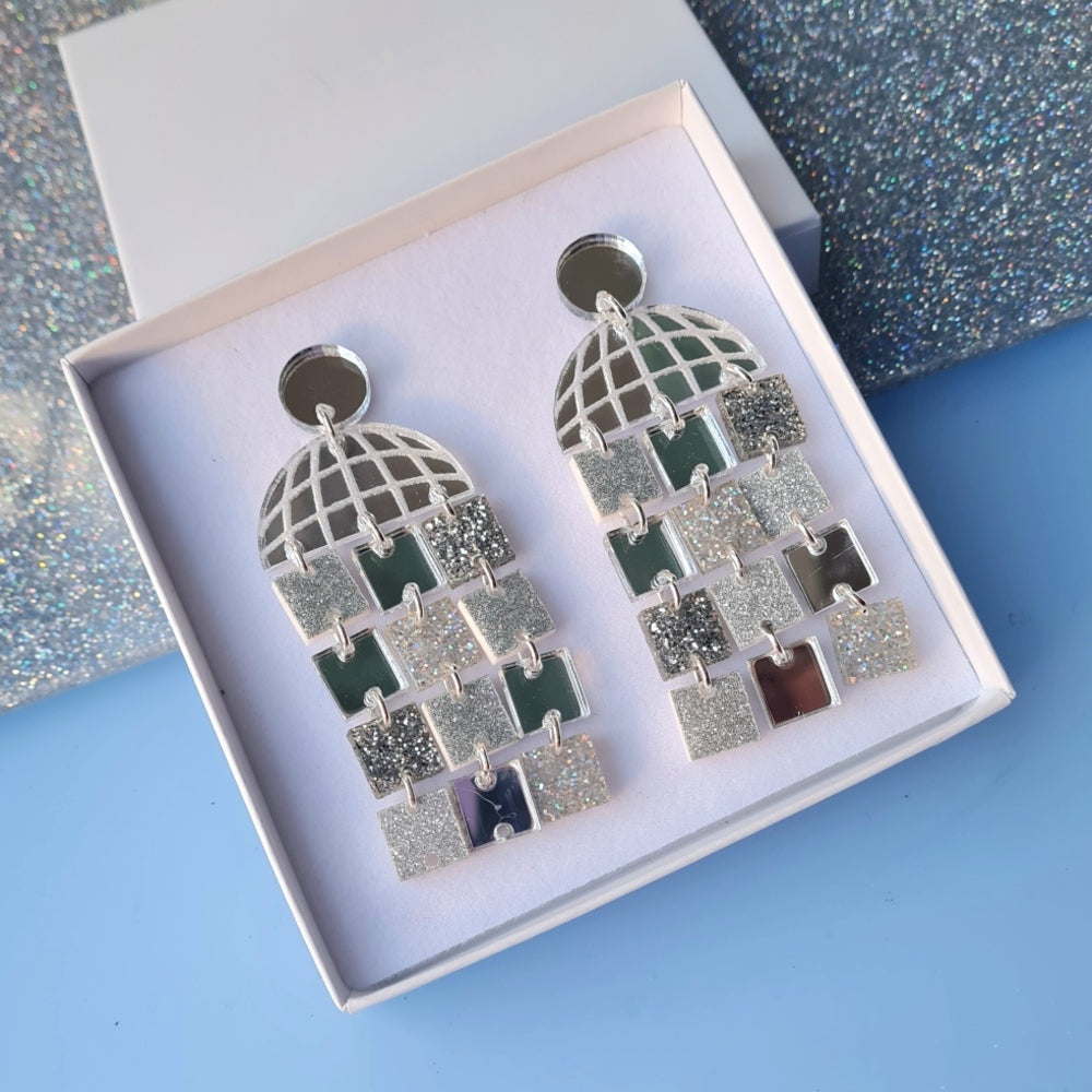 Disco Ball Statement Dangle Earrings &ndash; Two Colours by Cherryloco Jewellery 2