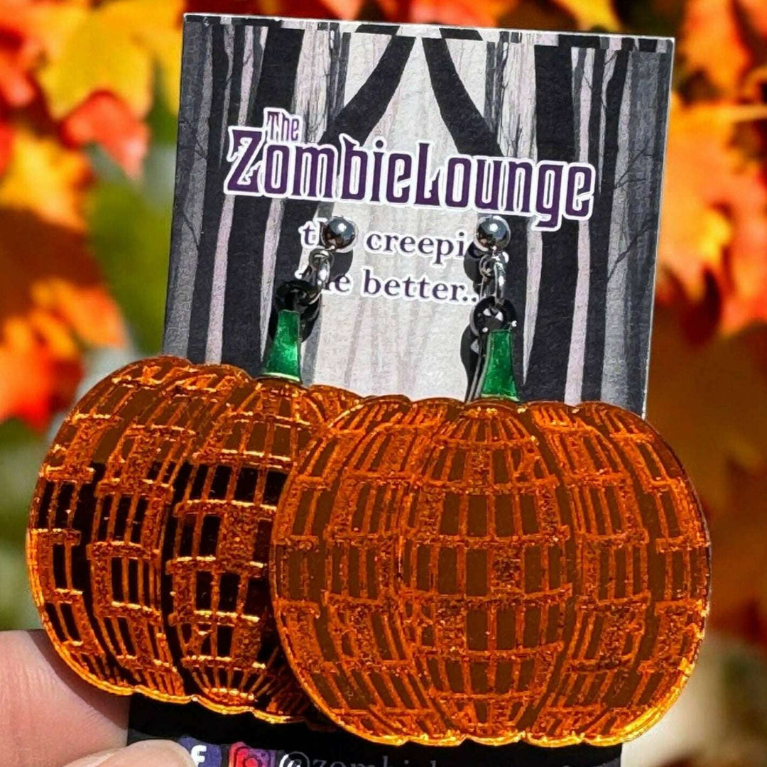Disco Pumpkin Acrylic Earrings by Lipstick & Chrome