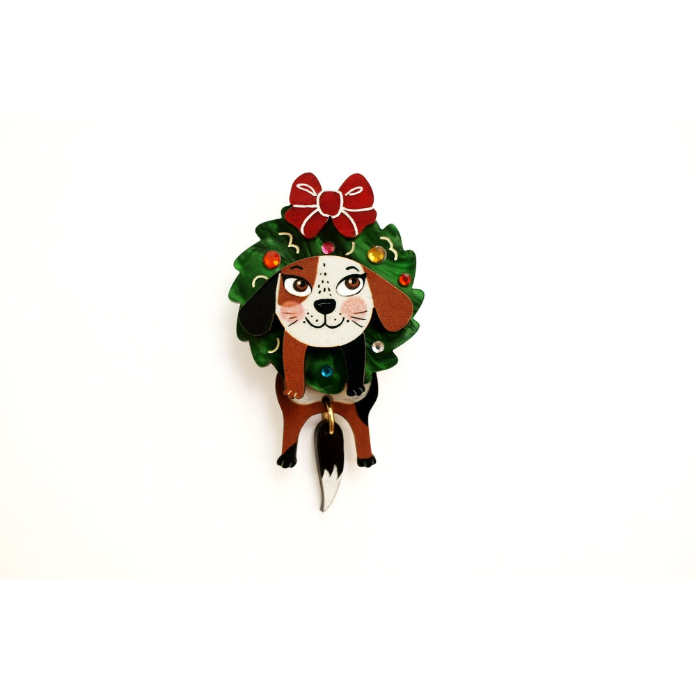 Dog in A Christmas Wreath Button Cover by Laliblue 1