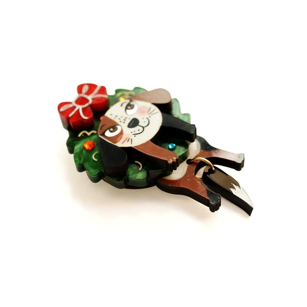 Dog in A Christmas Wreath Button Cover by Laliblue 2