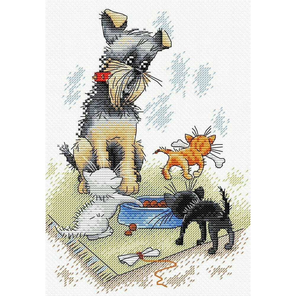 Dog & Puppies SM-204 Counted Cross Stitch Kit