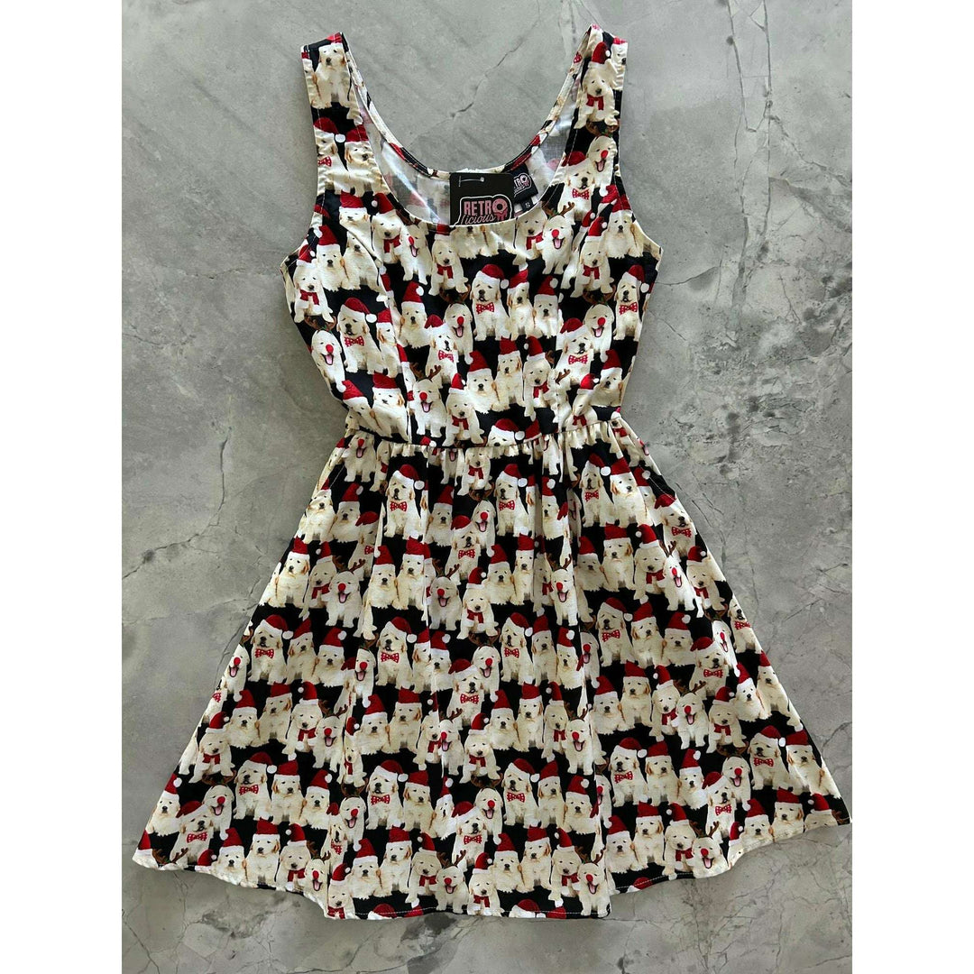 Dogs in Santa Hats Shorter Fit & Flare Dress