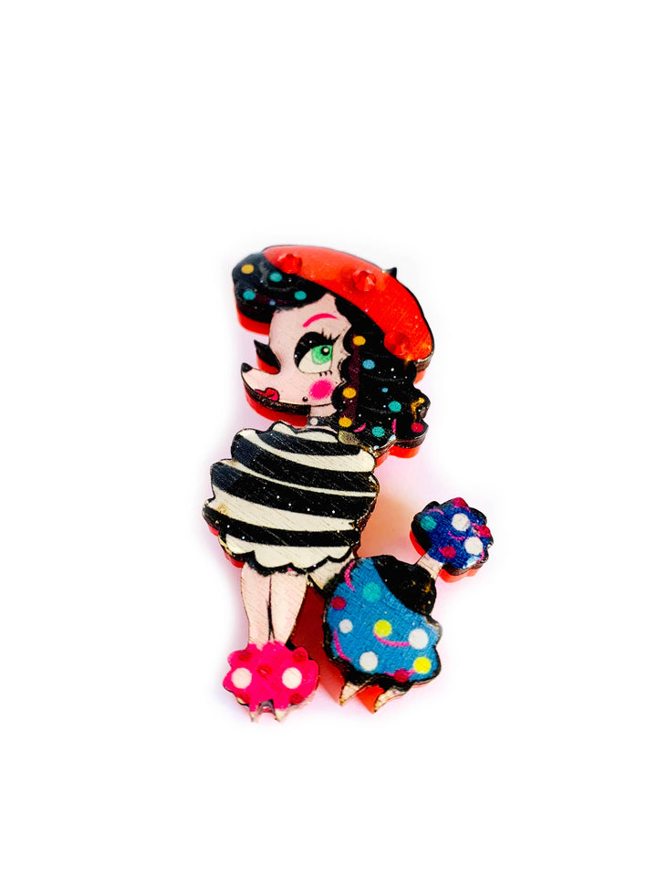 Lulu goes to Paris Poodle Brooch by Rosie Rose Parker