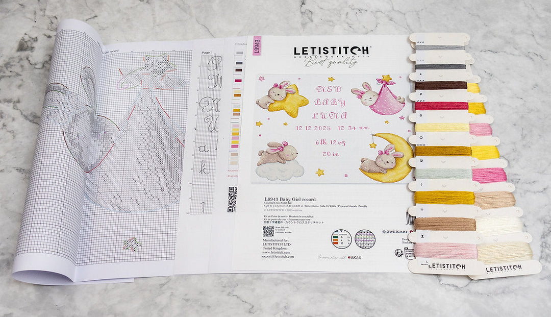 Baby Girl record L9943 Counted Cross Stitch Kit