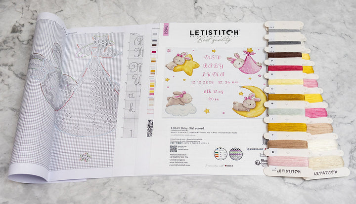 Baby Girl record L9943 Counted Cross Stitch Kit