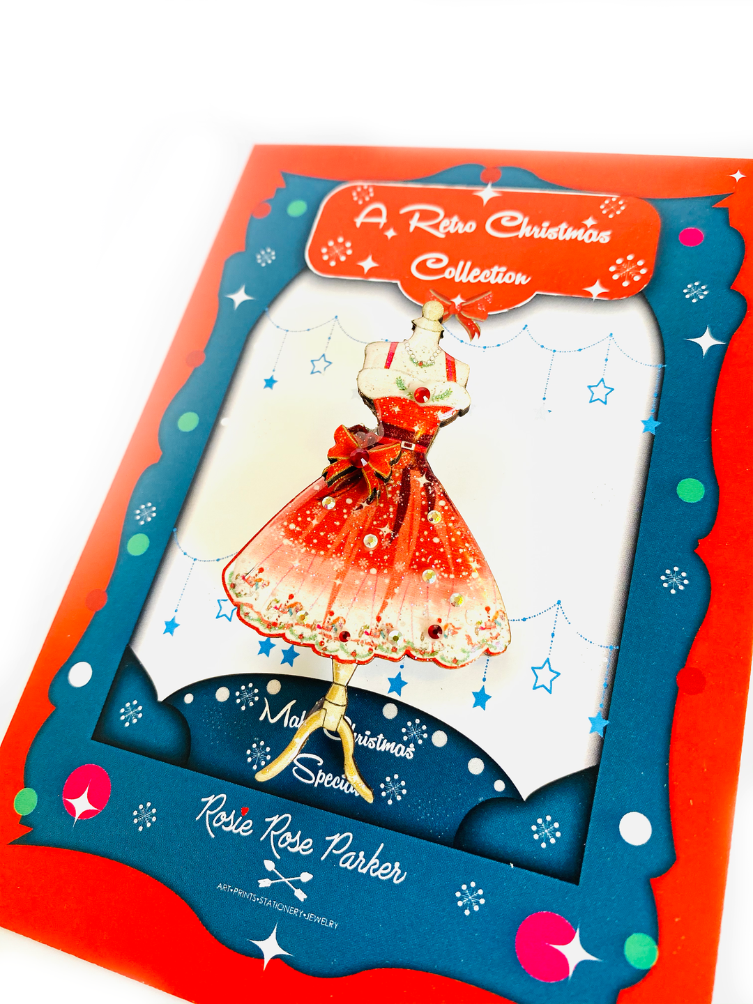 50s Christmas Dress Brooch by Rosie Rose Parker