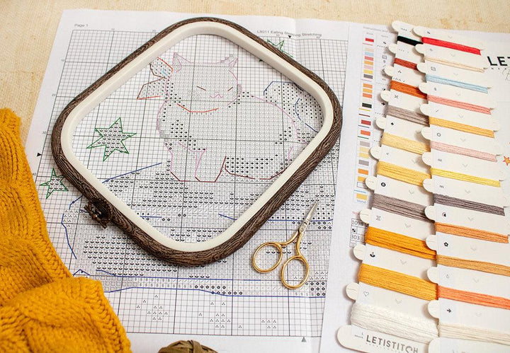 Eating Sleeping Stretching L8811 Counted Cross Stitch Kit