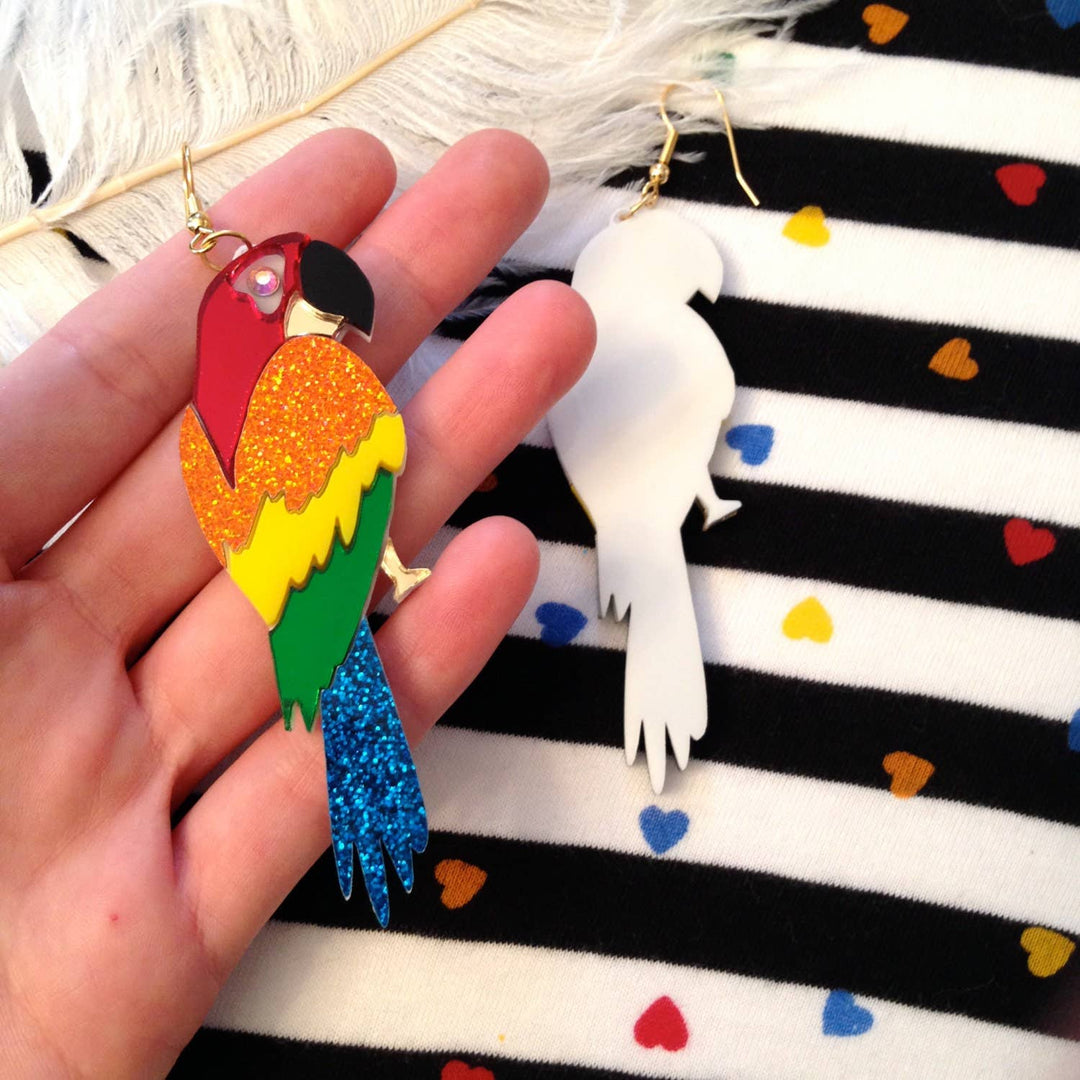 Tropical Parrot Acrylic Statement Earrings
