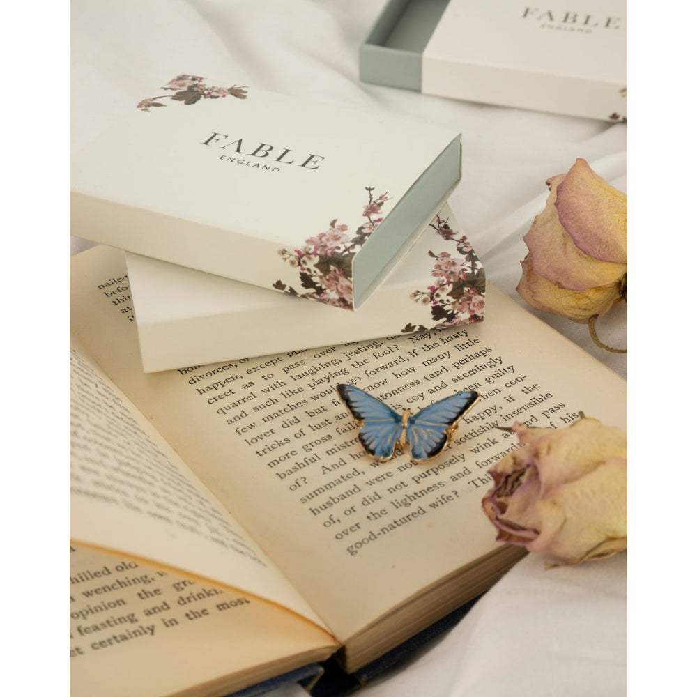 Enamel Blue Butterfly Brooch by Fable England 2