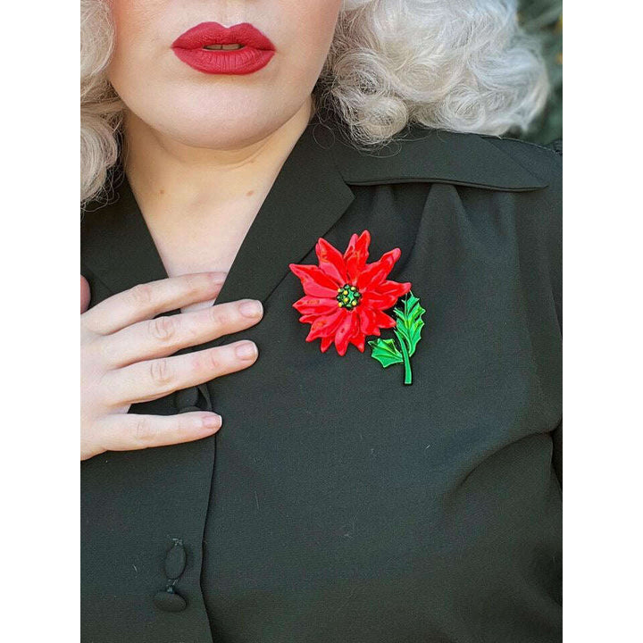 Enamel Poinsettia Statement Brooch by Lipstick & Chrome