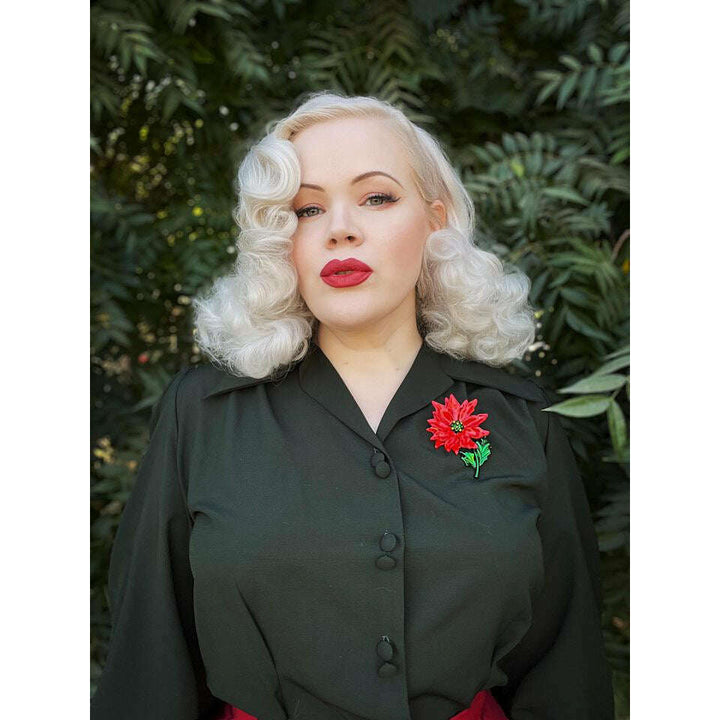 Enamel Poinsettia Statement Brooch by Lipstick & Chrome