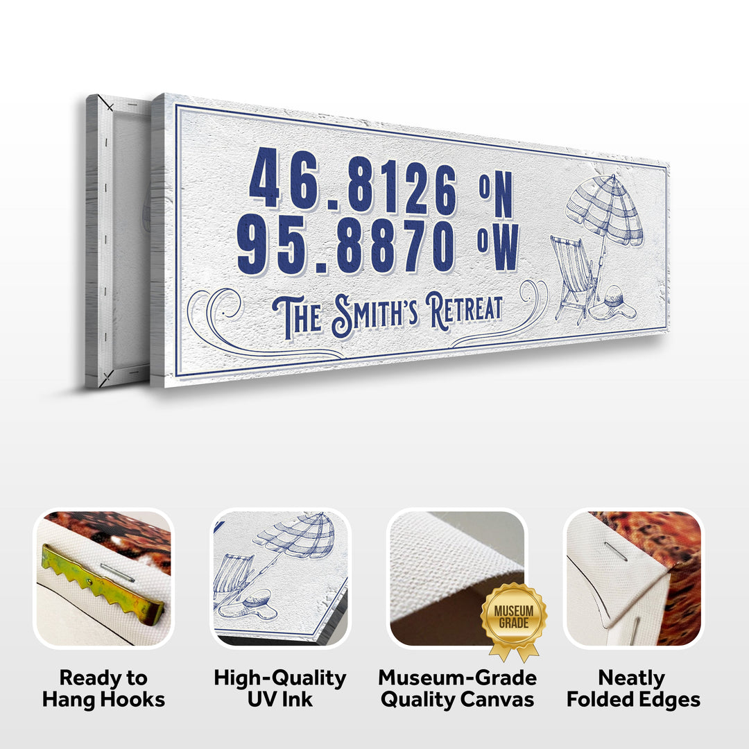 House Retreat Coordinates Sign