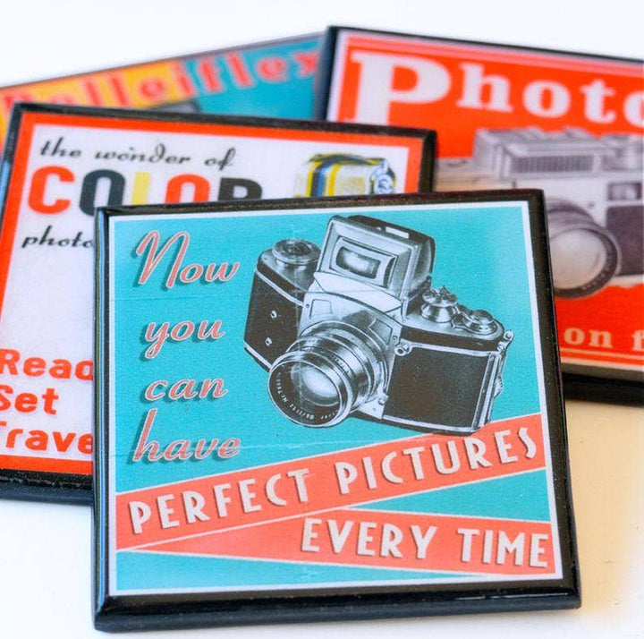 Say Cheese!: Classic Camera Drink Coaster Set