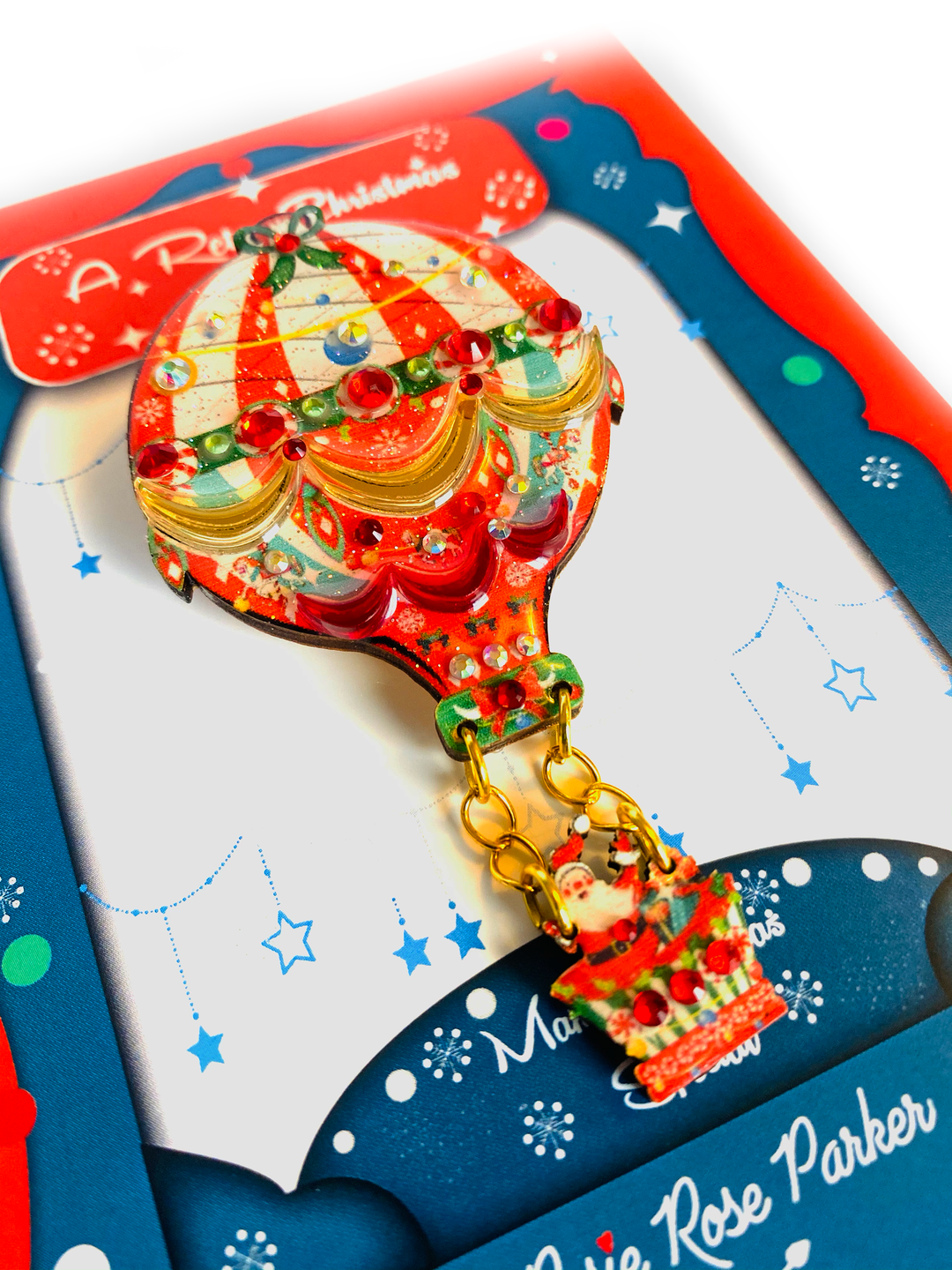 Christmas Hot Air Balloon Brooch by Rosie Rose Parker