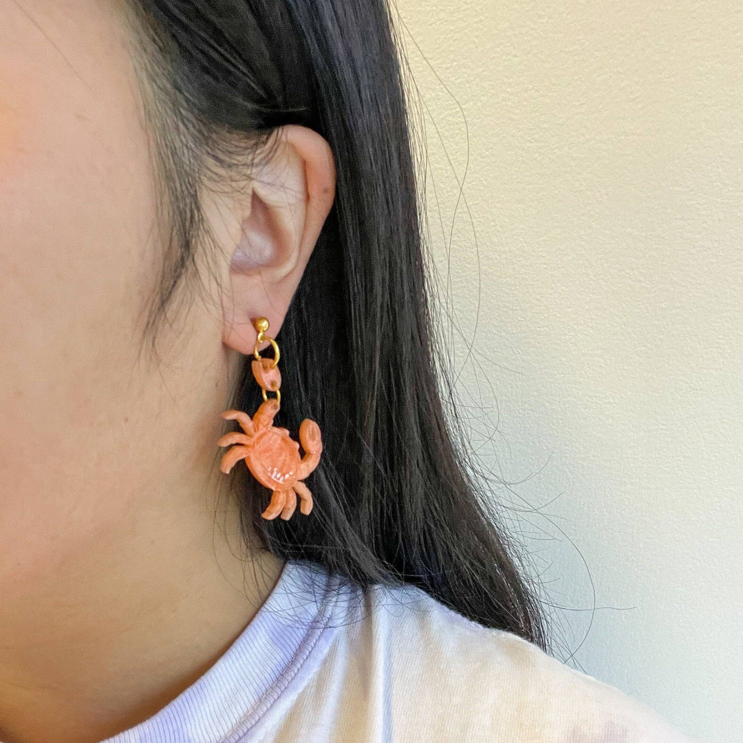 Crawling into Summer Crab Earrings