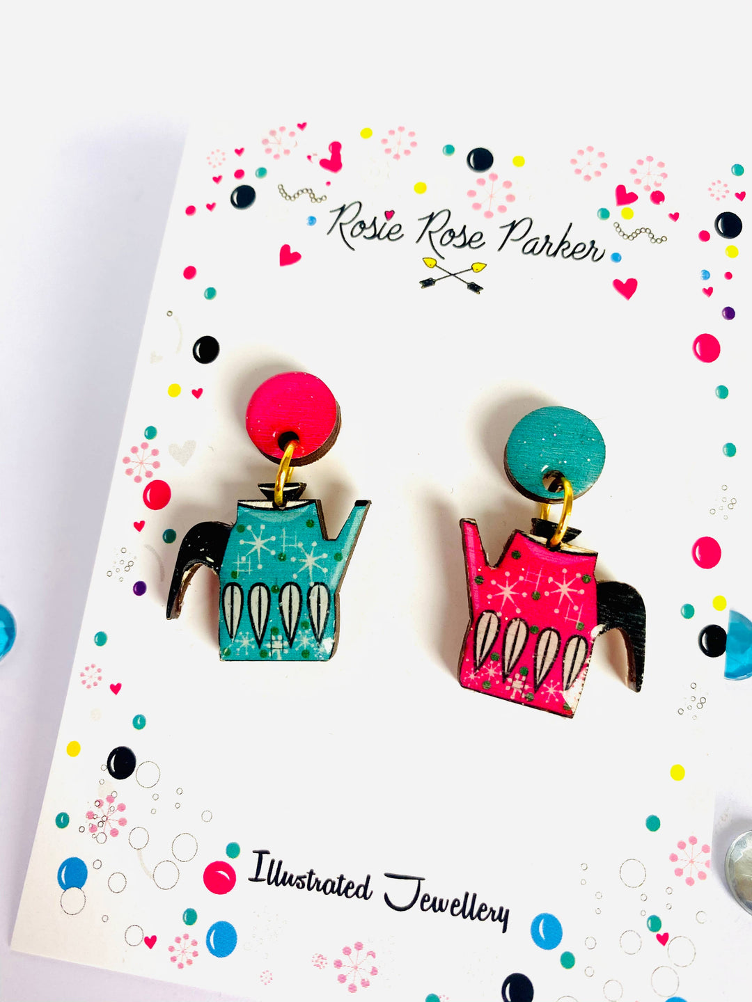 Vintage Teapot Earrings by Rosie Rose Parker