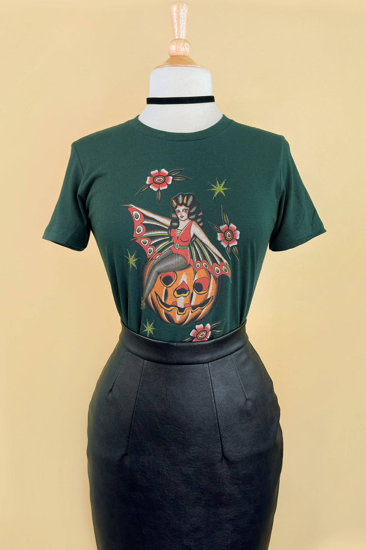 October Child Fitted Tee in Forest Green - SMALL