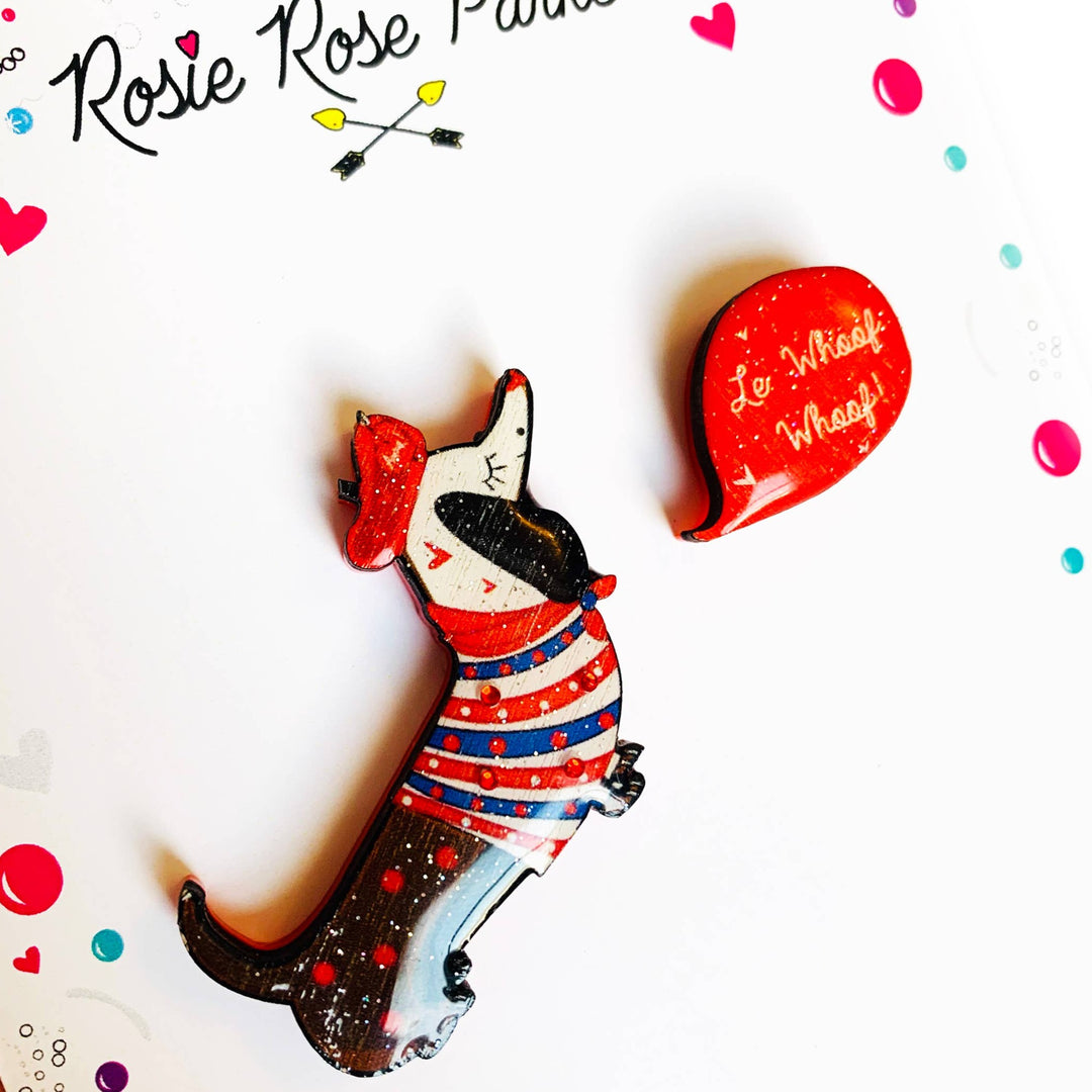 Bonjour Pierre French Dog Brooch by Rosie Rose Parker