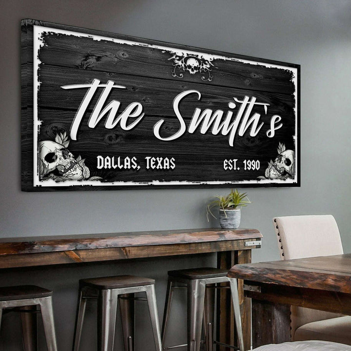 Family Gothic Skull Sign -  Customized Modern Gothic Decor For Living Room