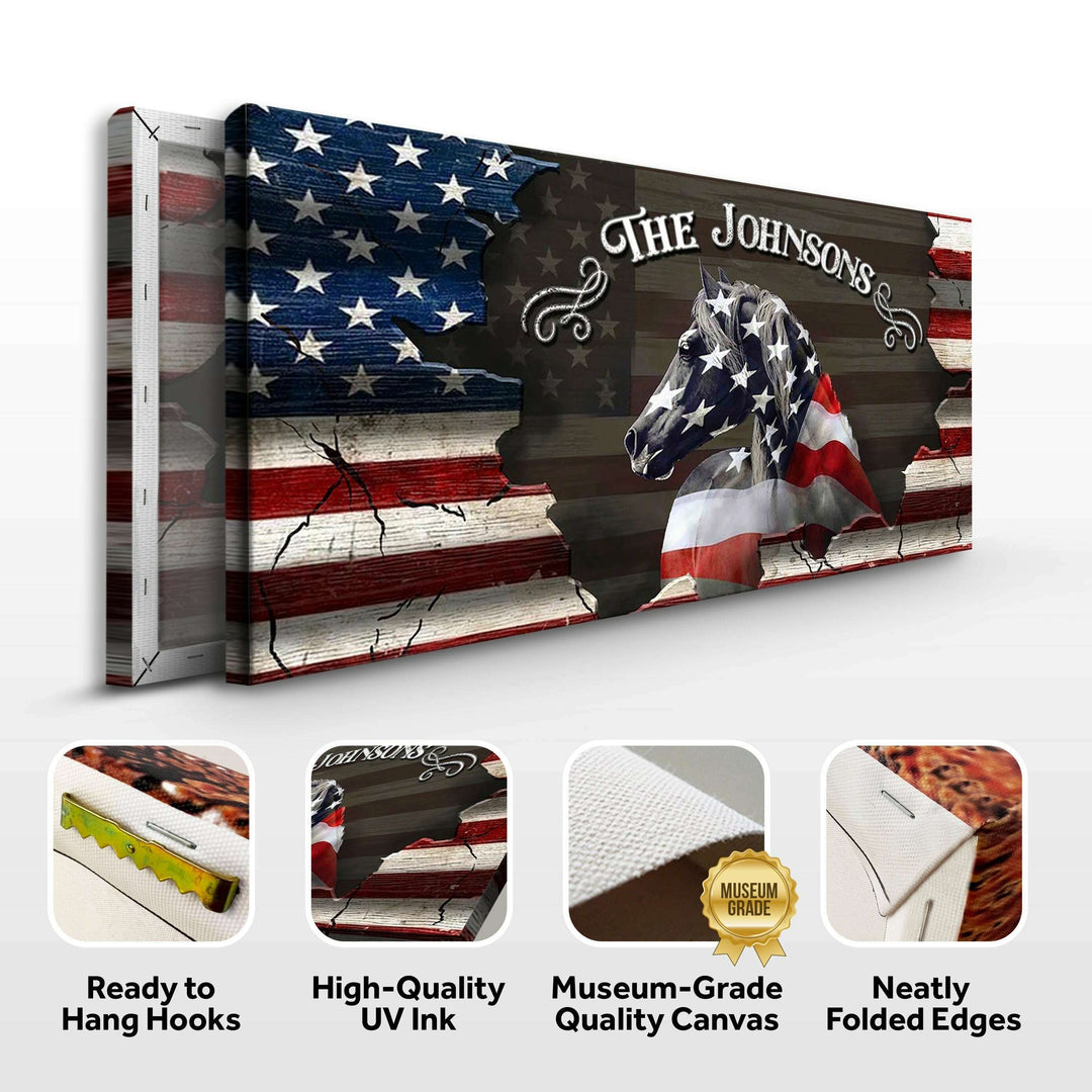 Family Name Sign - American Horse Wall Art