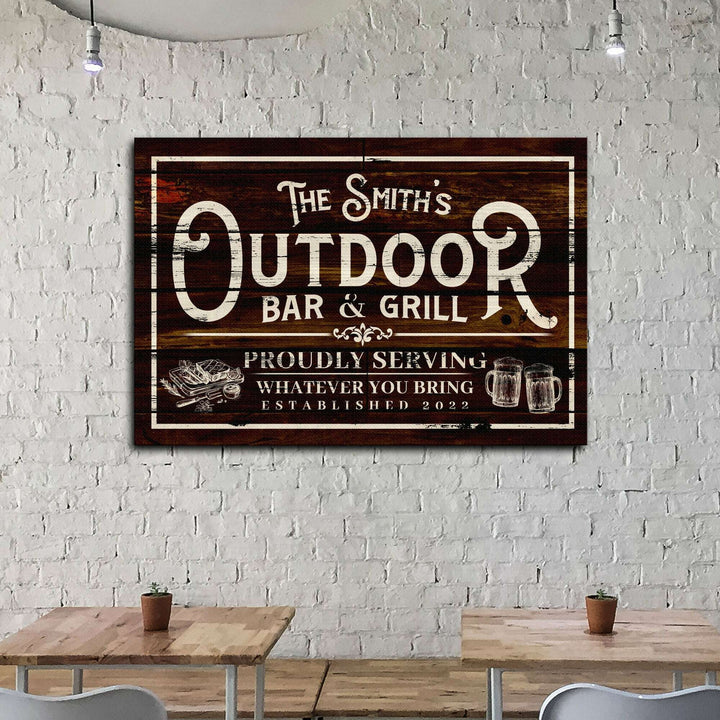 Family Outdoor Bar And Grill Sign II