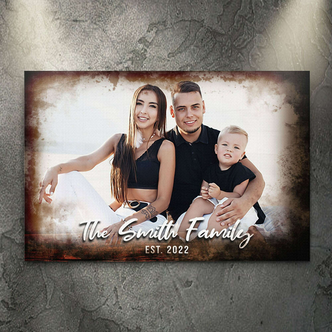 Family Portrait On Wood Sign