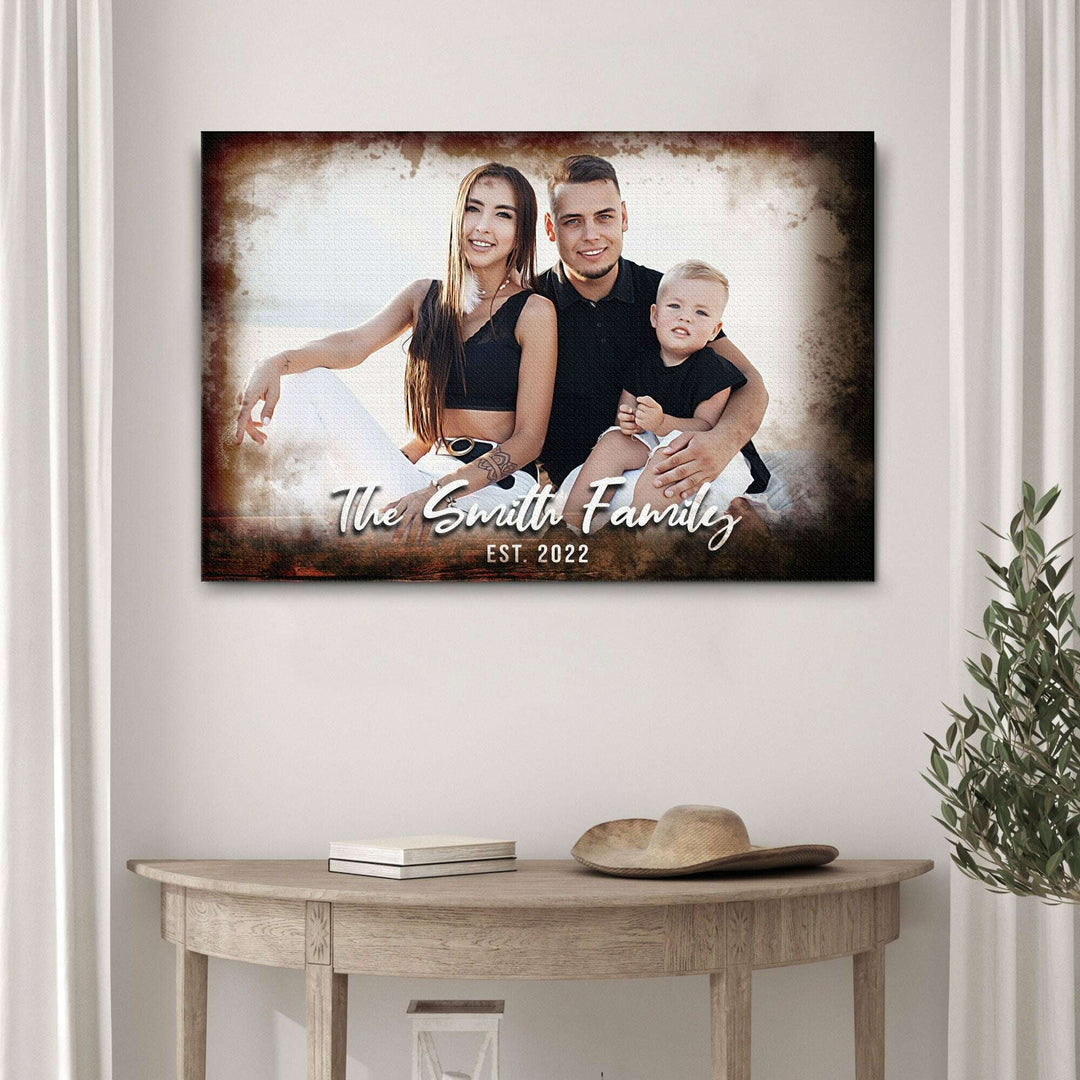 Family Portrait On Wood Sign