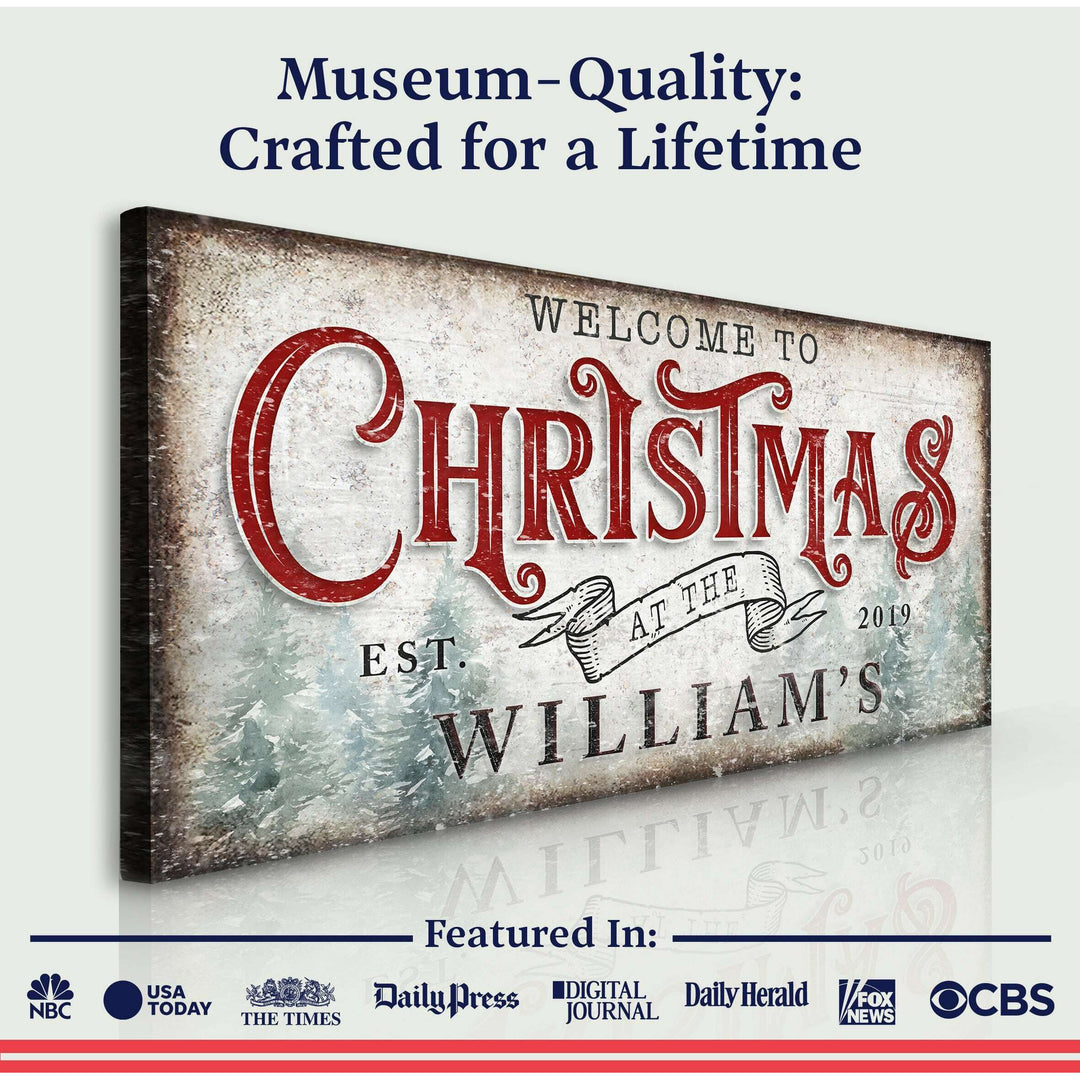 Family Welcome To Christmas Sign IV
